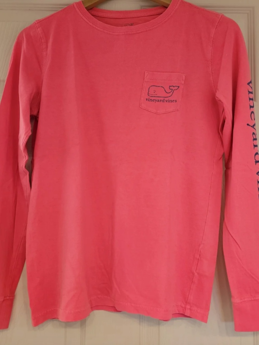 VINEYARD VINES CORAL PINK LONG SLEEVE POCKET TEE WOMENS XS EUC